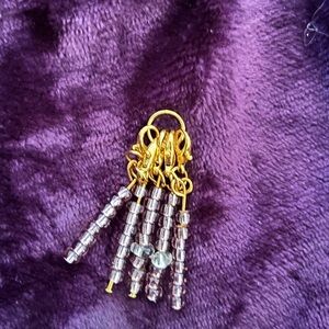 Gold and Purple Beaded stitch markers  (handmade) 5 pieces